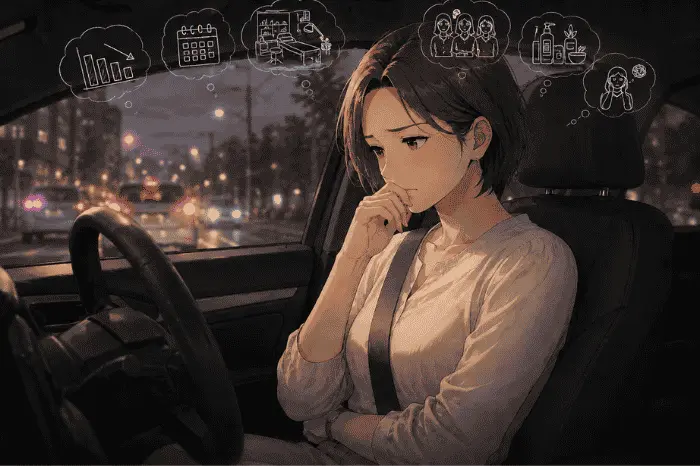 サロン経営の不安を気合いではなく、数字や現状を整理して向き合う大切さを伝えるイメージ