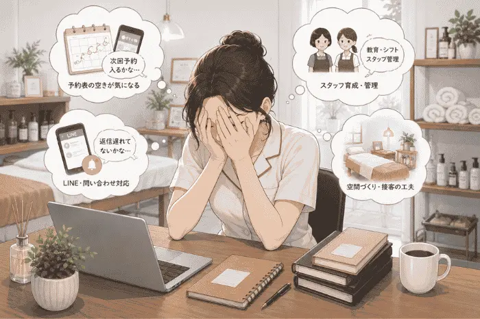 個人サロン経営者に多い続けられているのに安心できない状態について解説している画像