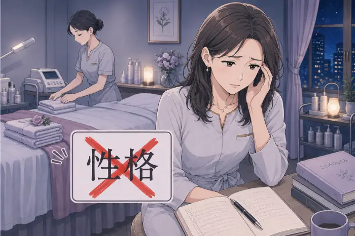 個人サロンで感じる不安が性格だけでなく環境や抱えている状況の影響を受けることを表したイメージ