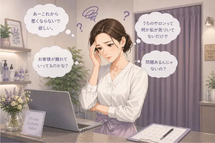 サロン予約変更が多い時に、個人サロンで感じやすい不安と背景整理の大切さを伝える画像