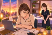 個人サロンでリピートが続かず売上が頭打ちになる時に、新規のお客様は来店していても来月以降の売上の見通しが残りにくい状態を解説する画像