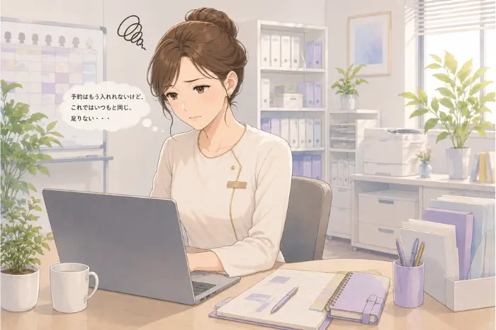個人サロンの予約枠が埋まっていても売上が伸び悩む時に、予約数と経営の安心感の違いを見直す大切さを伝える画像