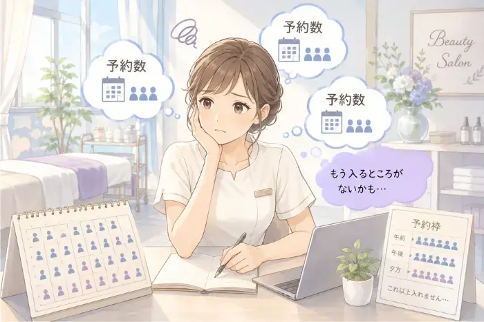 個人サロンの売上が限界に近づいた時に、予約数だけに頼る経営の枠を見直す大切さを伝える画像