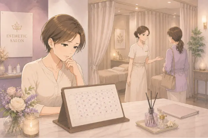個人サロンの稼働時間や体力の限界を踏まえ、現実的な働き方を見直す大切さを伝える写真