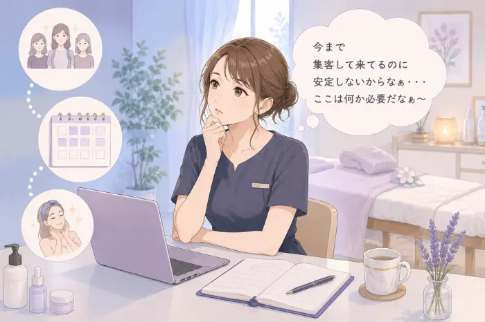 個人サロンで集客が増えても売上が安定しない時に、初回来店後の動きを見直す大切さを伝える画像