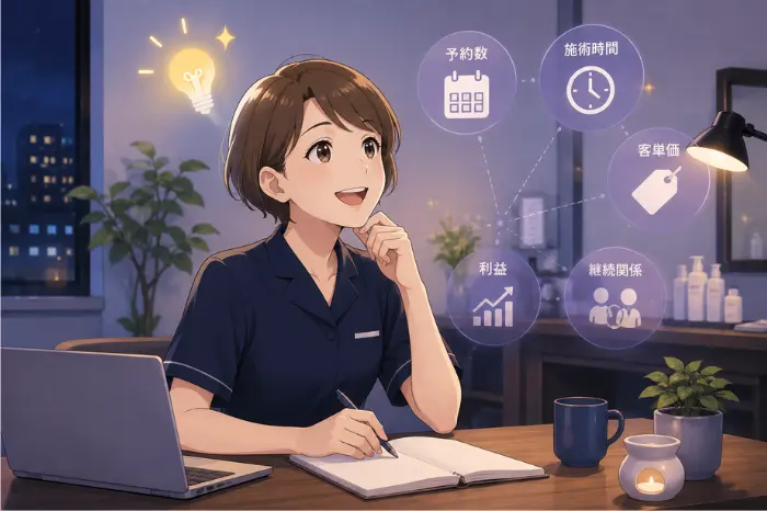 個人サロンの売上が限界に感じられる時に、予約数依存を見直して時間や利益を整理する大切さを伝える画像