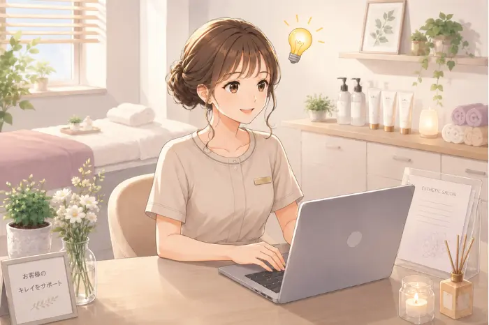 個人サロンで集客が増加しただけでは売上が安定しない時に、再来店や来店周期と単価を整理する重要性を伝える画像