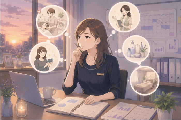 個人サロンの予約枠が埋まっていても、予約表の見た目ではなく売上と安心感を支える枠を確認する大切さを伝える画像