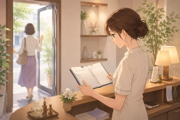 個人サロンでリピートを安定させるために、次回予約の案内だけでなく初回来店後に継続が止まる理由を確認する重要性を伝える画像