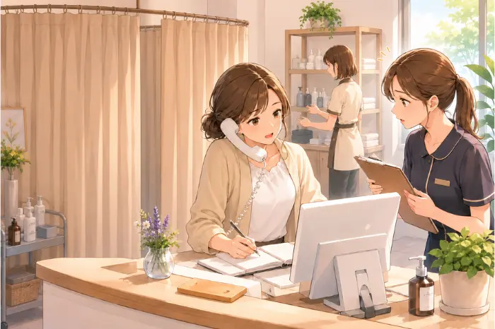 サロンのスタッフ教育で教える時間だけでなく、採用後も続く確認やフォローによって仕事が減らない悩みを伝える画像