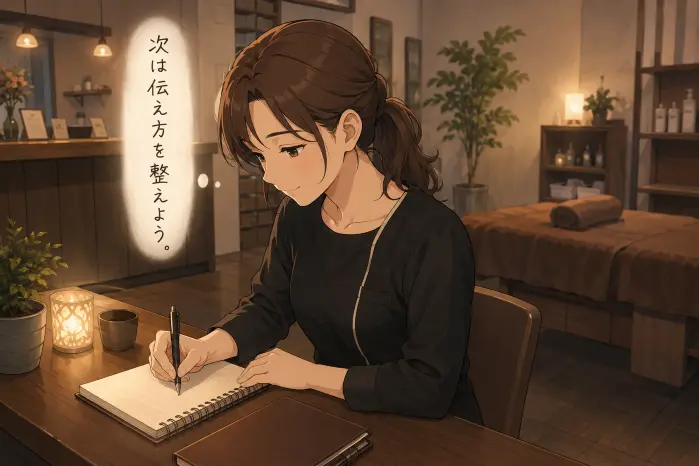 個人サロンのリピートを安定させるために、来店が途切れた理由と継続する目的を確認する重要性を伝える画像