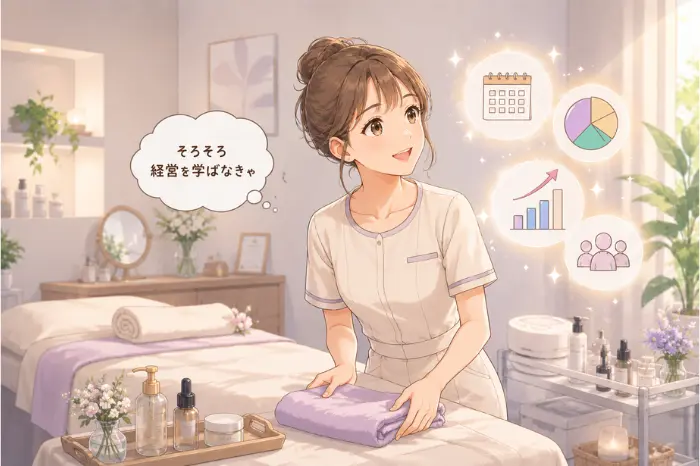 個人サロンで経営の見直しを学び、売上や予約、利益を分けて考えることで不安を整理しやすくする画像