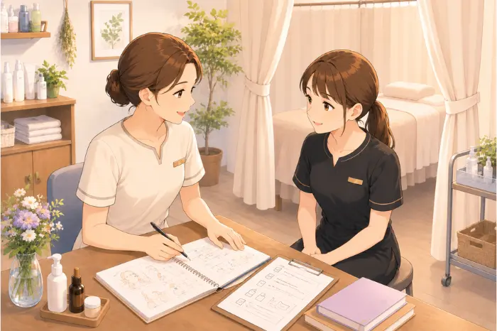 サロンでスタッフが続かない理由について、採用後に接客の考え方や任せる基準が伝わっているかを見直す画像