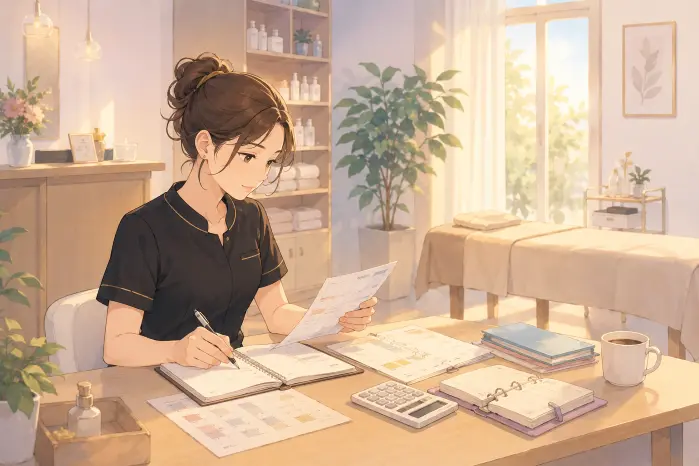 個人サロンをひとりで続けて限界を感じた時に、仕事を減らす前に役割ごとの負担を確認する大切さを伝える画像