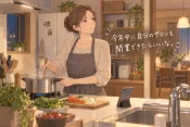 帰宅後のキッチンで夕食を作りながらエステサロン独立について考える女性エステティシャンの画像
