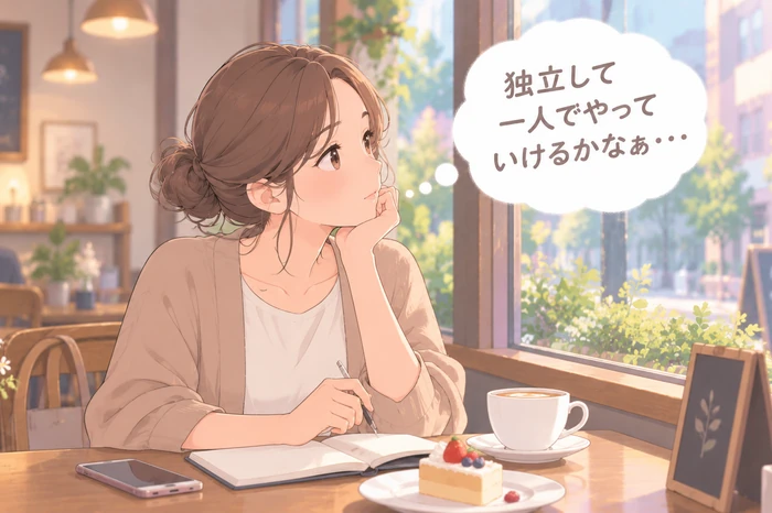 技術・収入・顧客・働き方を表すアイコンのカードを掲示板に整理するエステティシャンの画像