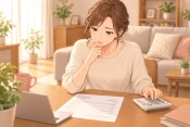 施術ベッド横で見積もりと通帳を並べ、開業資金と生活費の分け方を考える女性サロンオーナーの画像